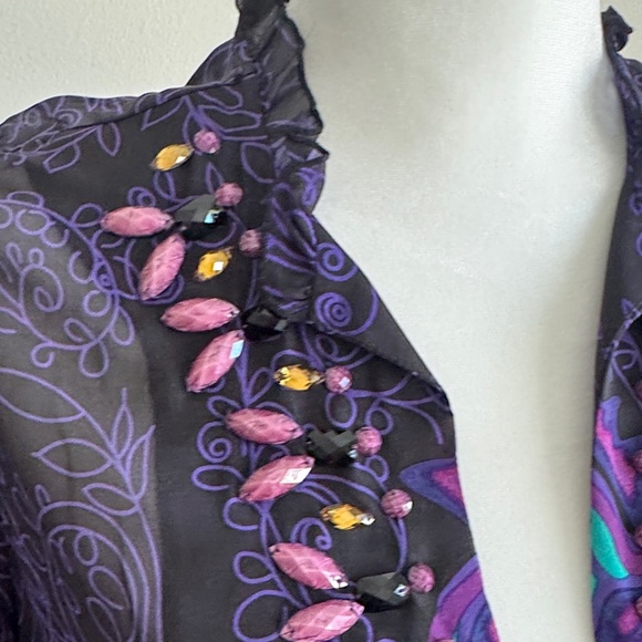 Hale Bob Sheer Black and Purple Tunic - Picture 4 of 12